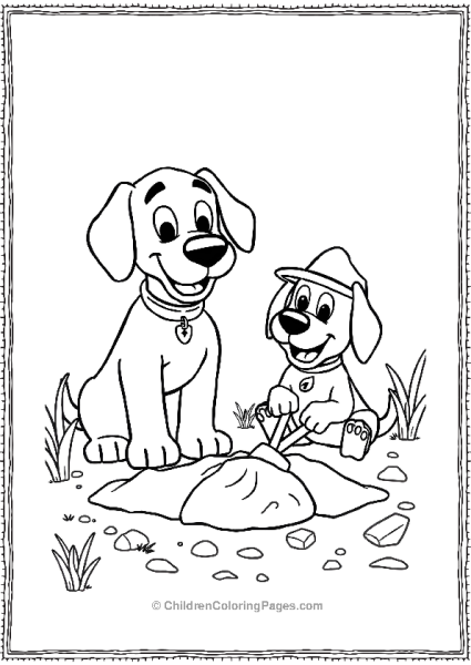 Clifford With T Bone Digging In Back Yard Free PDF Printable