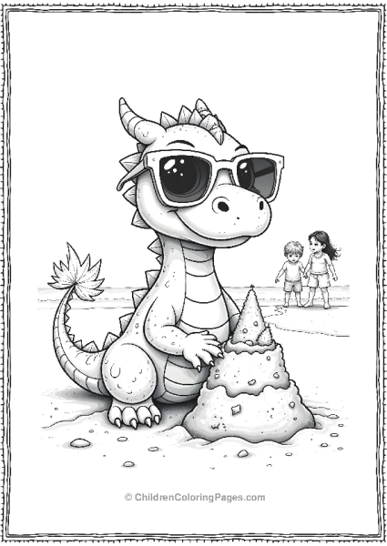 Cool Dragon Building Sandcastle  Free PDF Printable