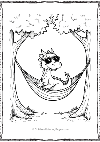 Cool Dragon Relaxing In Hammock Free PDF Printable