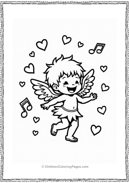 Cupid Dancing With Hearts Free PDF Printable