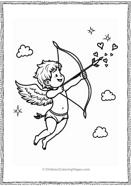 Cupid Shooting Hearts On Valentine S Day Free PDF Printable