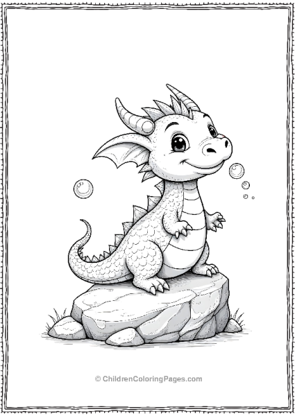 Cute Dragon Blowing Bubbles Free PDF Printable