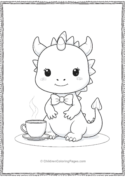 Cute Dragon Drinking Tea Free PDF Printable