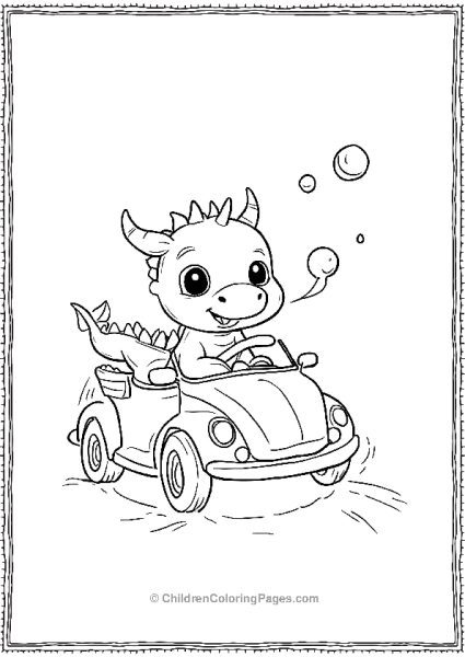 Cute Dragon Driving A Car Free PDF Printable