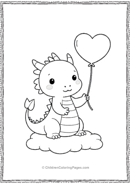 Cute Dragon Holding A Heart Balloon Free PDF Printable