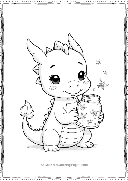 Cute Dragon Holding A Jar Of Leaves Free PDF Printable