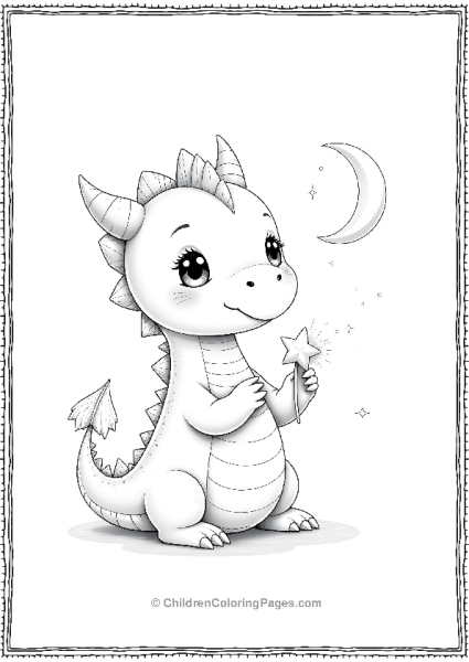 Cute Dragon Holding A Star Free PDF Printable