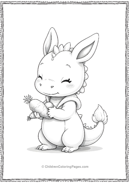 Cute Dragon Holding Carrots Free PDF Printable