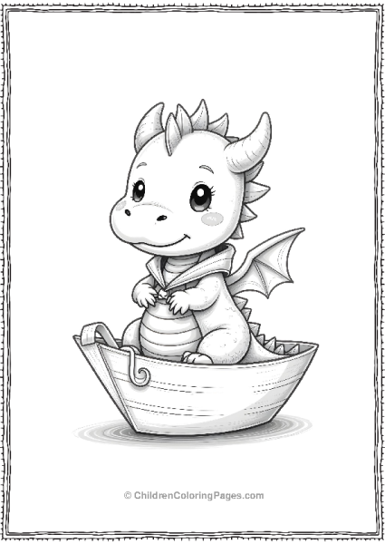 Cute Dragon In A Boat Free PDF Printable