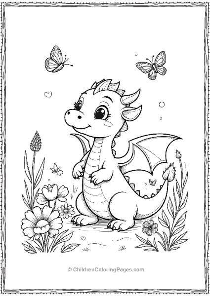 Cute Dragon In A Garden Free PDF Printable