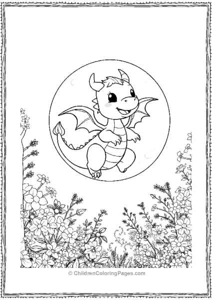 Cute Dragon In A Moon  Free PDF Printable