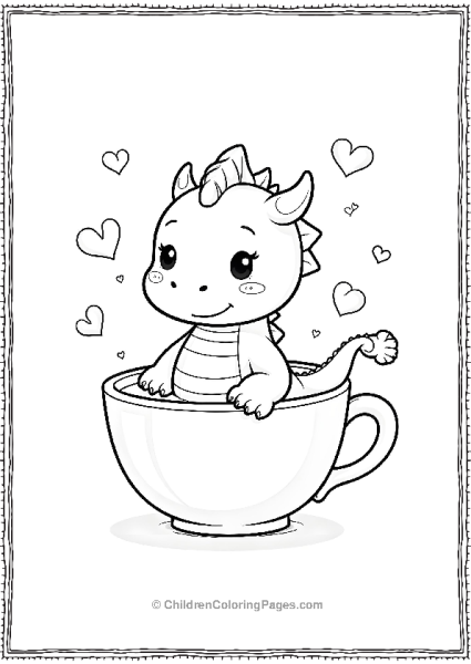 Cute Dragon In Teacup Free PDF Printable