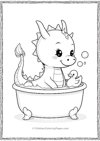 Cute Dragon Taking A Bath Free PDF Printable