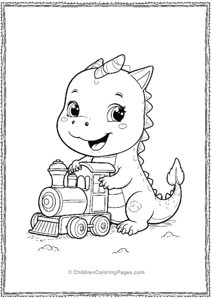 Cute Dragon With A Train Free PDF Printable