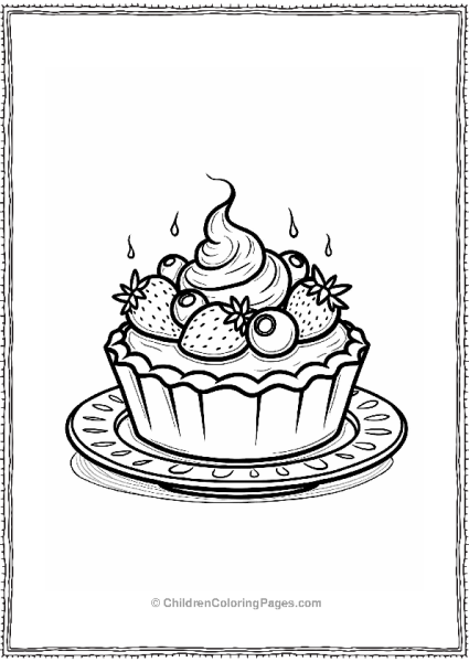 Cute Fruit Tart Coloring Page Free PDF Printable