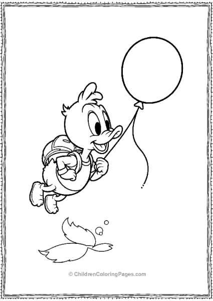 DuckTales  Dewey Holding A Balloon Flying Free PDF Printable