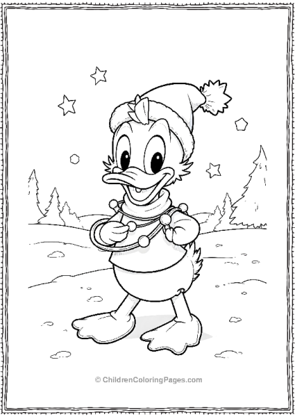 Donald Duck Tangled In Christmas Lights Free PDF Printable