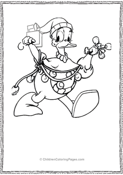 Donald Duck With Christmas Lights Free PDF Printable