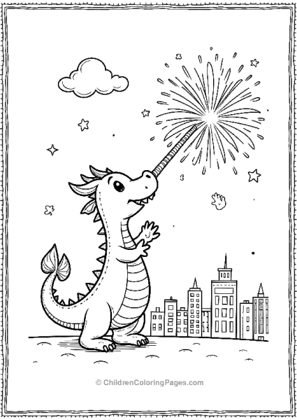 Dragon Blowing Fireworks Over City Free PDF Printable