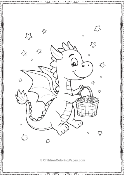 Dragon Collecting Stars In A Basket Free PDF Printable