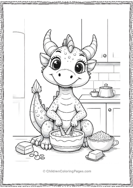 Dragon Cooking Oatmeal In The Kitchen Free PDF Printable