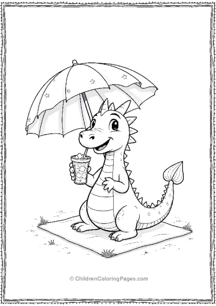 Dragon Enjoying A Cool Drink On A Sunny Day Free PDF Printable