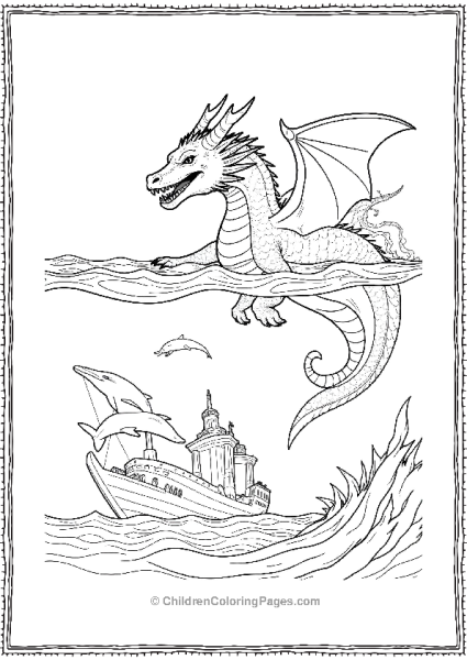 Dragon Flying Over The Sea Free PDF Printable