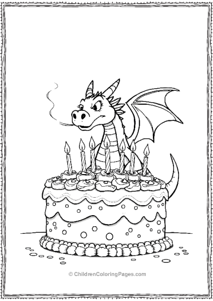 Dragon On Birthday Cake Free PDF Printable