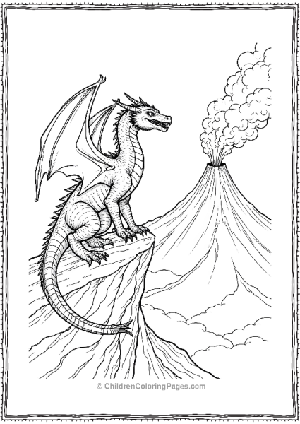 Dragon On Volcano Cliff Free PDF Printable