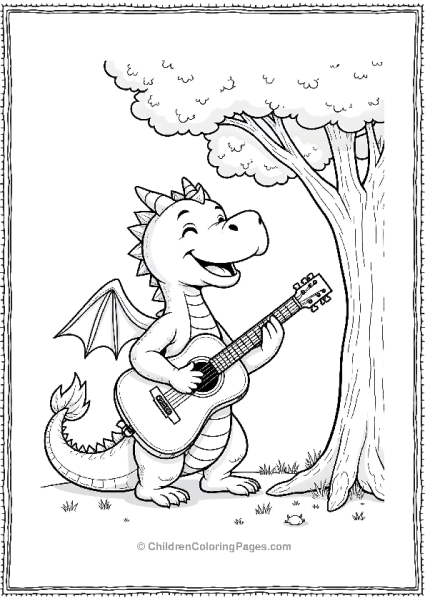 Dragon Playing Guitar Under A Tree Free PDF Printable