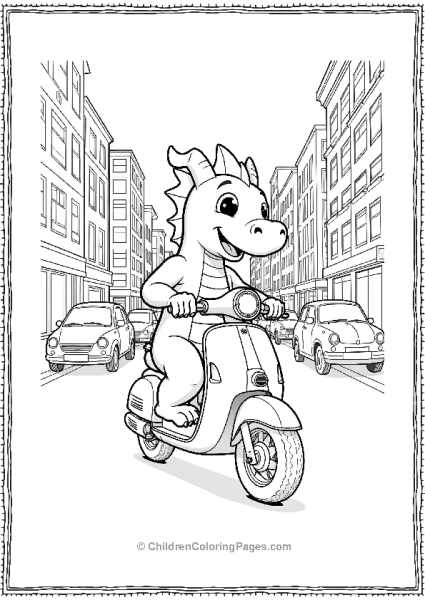 Dragon Riding A Scooter In The City Free PDF Printable