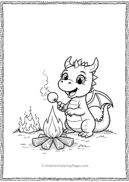 Dragon Roasting Marshmallow By The Campfire Free PDF Printable