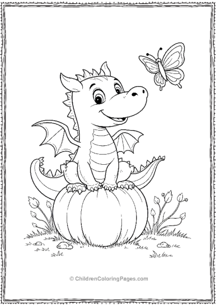 Dragon Sitting On A Pumpkin Free PDF Printable