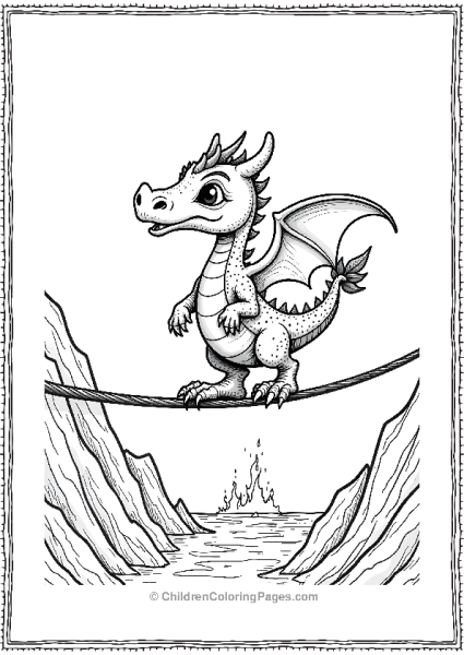 Dragon Walking On A Rope Bridge Over A Sea Of Fire Free PDF Printable