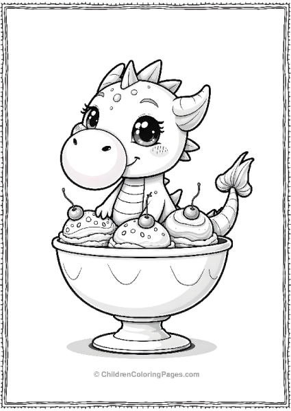 Dragon With Ice Cream Sundaes Free PDF Printable