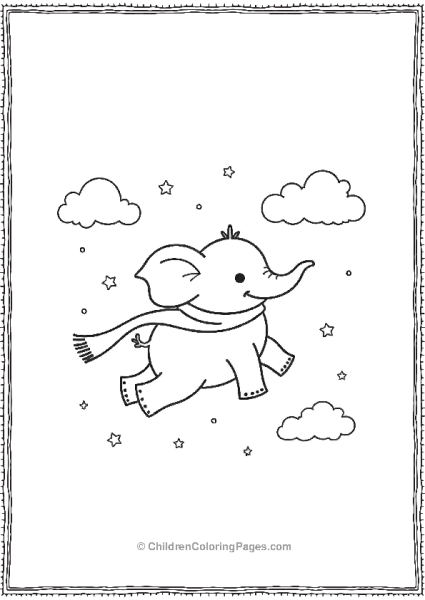 Dumbo Flying With Red Cloth For Christmas Free PDF Printable