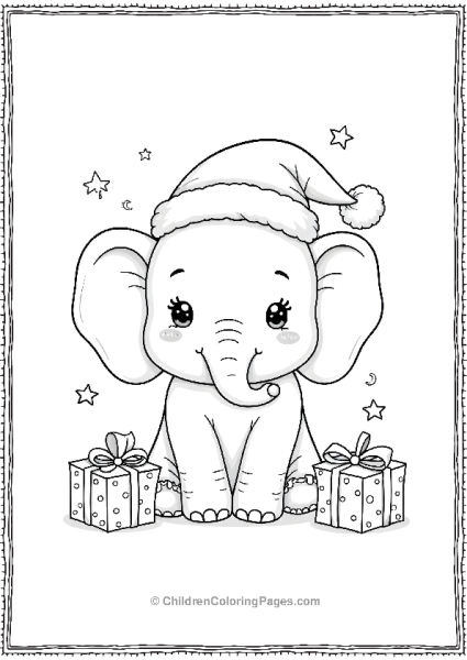 Dumbo The Elephant Wearing A Santa Hat Free PDF Printable