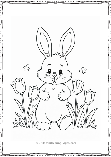 Easter Bunny Among Tulips Free PDF Printable