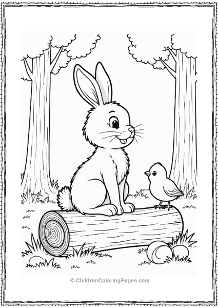 Easter Bunny And Chick Friends In The Forest Free PDF Printable