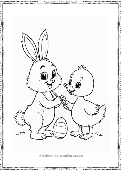 Easter Bunny And Duck Painting Egg Together Free PDF Printable