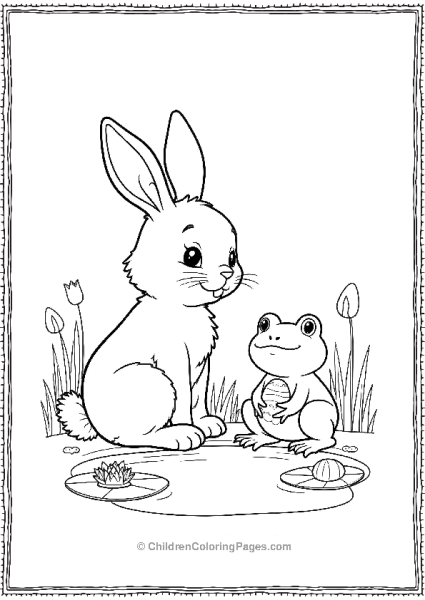 Easter Bunny And Frog With Egg Free PDF Printable