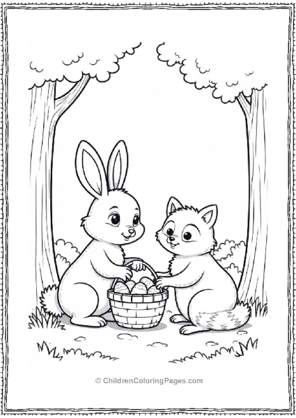 Easter Bunny And Raccoon With Easter Eggs Free PDF Printable