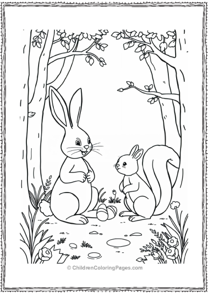 Easter Bunny And Squirrel Friends In The Forest Free PDF Printable