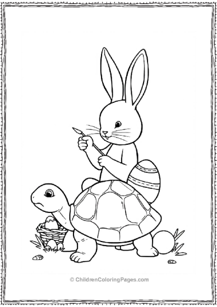 Easter Bunny And Turtle With Easter Eggs Free PDF Printable