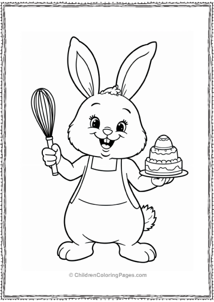 Easter Bunny Baker With Whisk And Cake Free PDF Printable