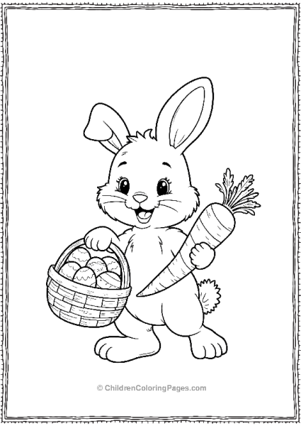 Easter Bunny Carrying Basket And Carrot Free PDF Printable