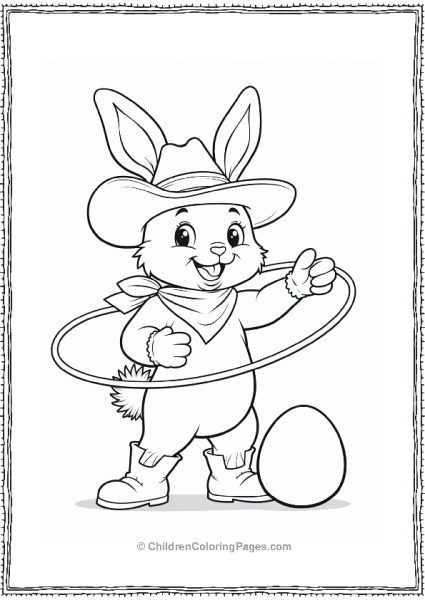 Easter Bunny Cowboy With Hula Hoop And Egg Free PDF Printable