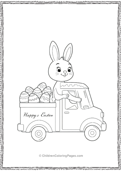 Easter Bunny Delivering Easter Eggs In A Truck Free PDF Printable