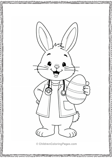 Easter Bunny Doctor Holding Easter Egg Free PDF Printable