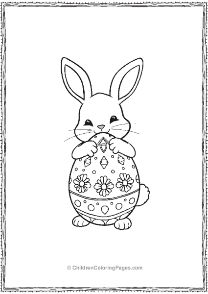 Easter Bunny Holding Decorated Egg Free PDF Printable